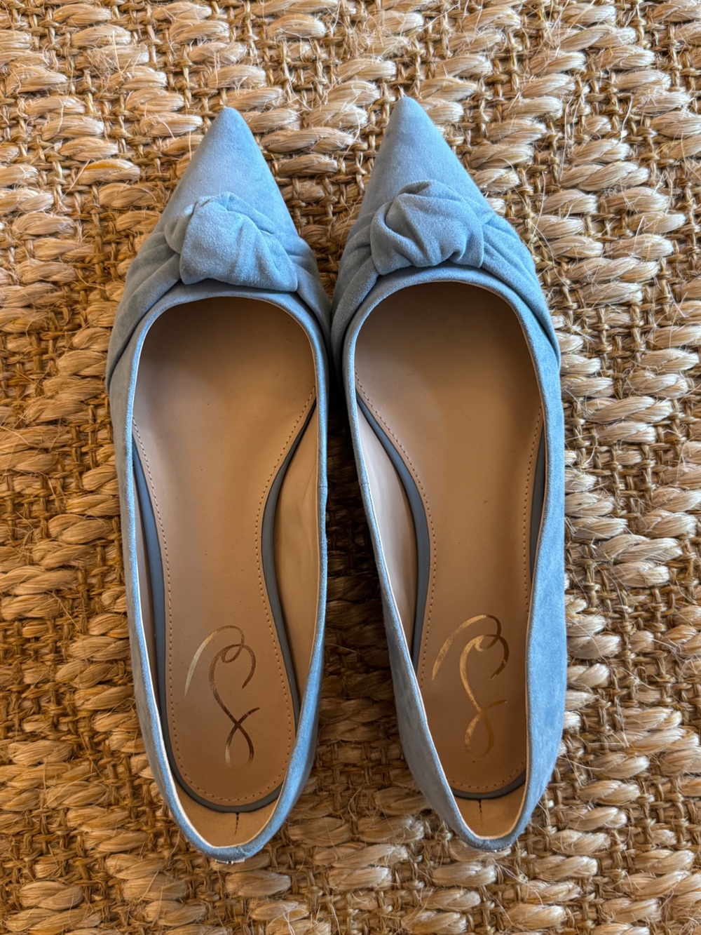 Sam Edelman Light Blue Pointed Toe Flats with Knot Accent